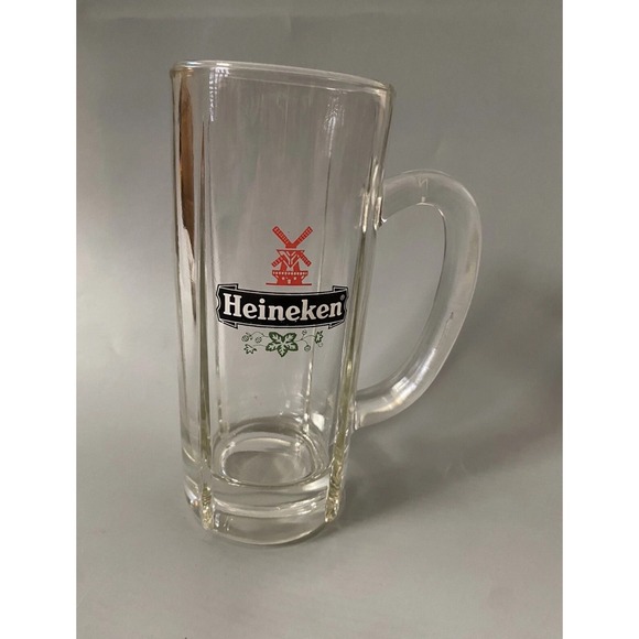 Heineken Beer Mug Vintage Glass Tankard Red Windmill Logo 6 Inch Stein